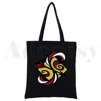 SK8 The Infinity Черная холщовая сумка на плечо с графическим принтом Reki SK EIGHT для мальчиков на скейтборде, женская экологичная сумка для покупок