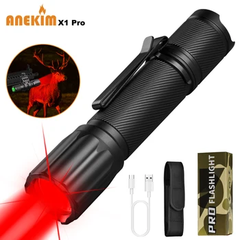 X1Pro Красный охотничий фонарь 200 м широкоугольный прожектор 800 ЛМ Predator Light Компактный тактический фонарь для койота, лисы, дикого кабана