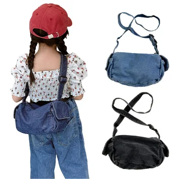 2023 Новые детские сумки, джинсовая сумка на одно плечо для мальчиков и девочек, Корейская парусиновая детская сумка-мессенджер, детские принадлежности для путешествий