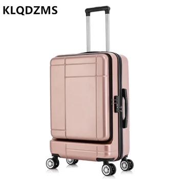 KLQDZMS Новый бизнес-чемодан на колесиках, открывающийся спереди, можно хранить в кейсе для ноутбука, Ручная кладь для девочек