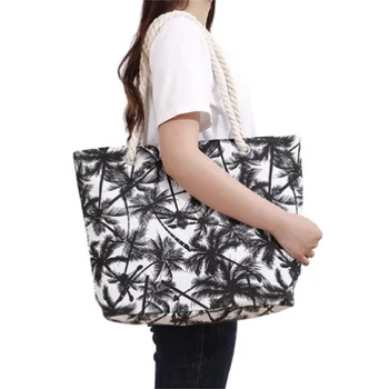 Винтажная Женская сумка через плечо, креативные холщовые сумки-тоут из кокосовой пальмы, Большая Вместительная сумка для подмышек, Женские дорожные сумки для покупок