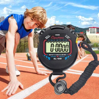 Водонепроницаемый цифровой секундомер, Хронограф, будильник, 24-часовые часы, ручной ЖК-спортивный секундомер, таймер, Секундомер со шнурком для занятий спортом