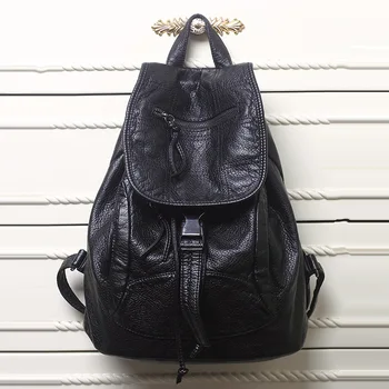 Женский рюкзак из мягкой кожи, большая дорожная сумка, женский рюкзак из искусственной кожи, черный рюкзак, школьная сумка для девочек-подростков