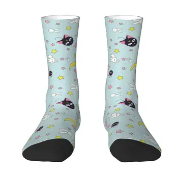 Крутые мужские носки в морском стиле Luna Moon, Унисекс, теплые дышащие носки с 3D принтом Аниме, носки для экипажа