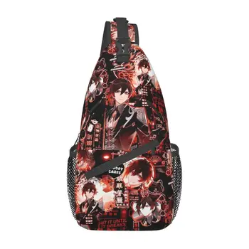 Модные ударные сумки-слинги Zhongli Genshin для путешествий, мужские аниме-игры, Нагрудный рюкзак через плечо, рюкзак на плечо
