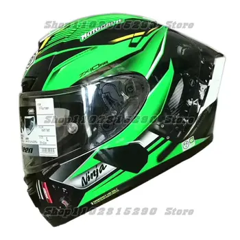 Мотоциклетный шлем X-Четырнадцать с полным лицом X14 ZX-10RR Зеленый шлем для езды по мотокроссу, шлем для мотобайка