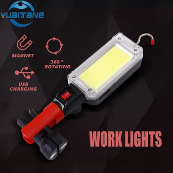 Мощный светодиодный фонарик мощностью 100 Вт, USB Перезаряжаемый рабочий фонарь COB с магнитным крючком, Кемпинговые Палатки, Фонарь для технического обслуживания, светодиодный фонарик