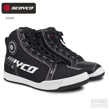 Мужские мотоциклетные ботинки SCOYCO, износостойкая льняная обувь для мотокросса, противоскользящие ботинки мотоциклиста на молнии, быстро изнашивающиеся