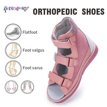 Ортопедическая обувь Princepard для маленьких девочек, Летние Розовые Сандалии принцессы с Корректирующими стельками для поддержки свода стопы, обертывание лодыжек