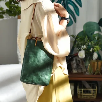 Осенне-зимняя Женская сумка через плечо из высококачественной воловьей кожи, переносная сумка для покупок в стиле ретро японской литературы и искусства