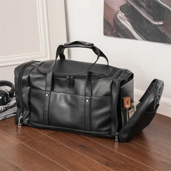 Повседневная Мужская Дорожная сумка из искусственной кожи Большой Емкости, Портативная спортивная сумка, сумка для багажа, Мужская спортивная сумка