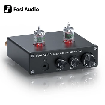 Предусилитель Fosi Audio Phono для проигрывателя граммофонных Пластинок С Ламповым усилителем Мощностью 5654 Вт HiFi BOX X4