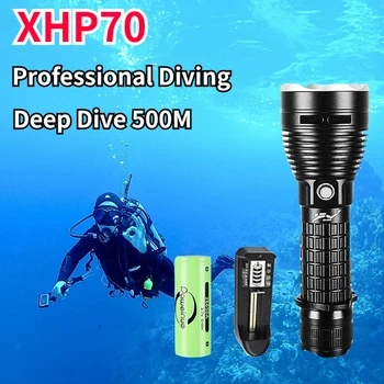 Профессиональный Фонарик для Дайвинга XHP70 IPX8 Подводная лампа Светодиодные фонари Высокой Мощности Мощный фонарь для подводного плавания