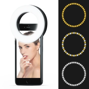 Светодиодное кольцо для Селфи, Перезаряжаемая клипсовая заполняющая лампа для смартфона iPhone с регулируемой яркостью Для прямой трансляции видео макияжа на YouTube