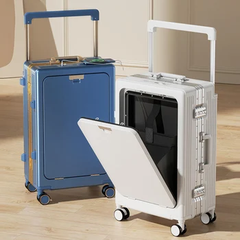 Старший чемодан с широкой тягой, открывающийся спереди, Дорожный кейс, Многофункциональный деловой багаж, новый компьютерный кейс, сумка, посадочная коробка