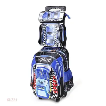 Тележка для багажа, школьная сумка на колесиках, рюкзак на колесиках в автомобильном стиле, детская школьная сумка-тележка для мальчика Mochilas, рюкзаки на колесиках