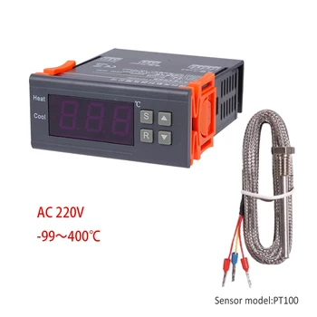 Цифровой регулятор температуры-99 ~ 400 градусов, Датчик термопары PT100 M8, встроенный термостат 220 В, Нагревающий Охлаждающий переключатель