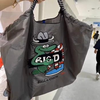 Эко-сумки с вышивкой крокодила для женщин, Мультяшная Большая сумка на плечо, Дизайнерская сумочка с шариковой ручкой, кошельки для покупок