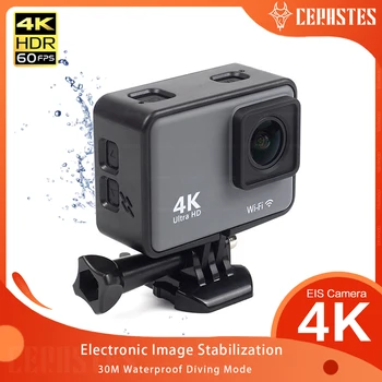 Экшн-камера CERASTES 4K60FPS WiFi с защитой от встряхивания, экшн-камера с экраном дистанционного управления, Водонепроницаемая спортивная камера, приводной рекордер