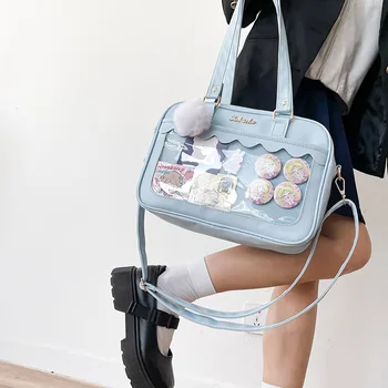 Японская Ins Дорожная сумка для компьютера в стиле Харадзюку, женская сумка из искусственной кожи, униформа, портативная многоцелевая сумка через плечо, подходящая к ней сумка