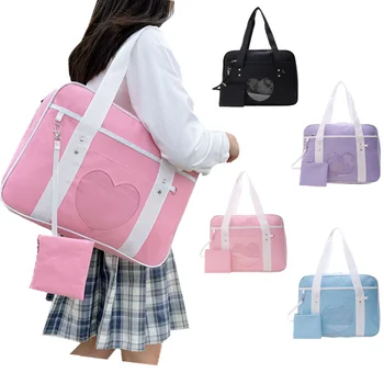 Японская сумка JK на плечо, легкая Повседневная сумка для багажа в стиле Лолиты для девочек, Большая вместительная сумка, Модная студенческая школьная сумка из искусственной кожи